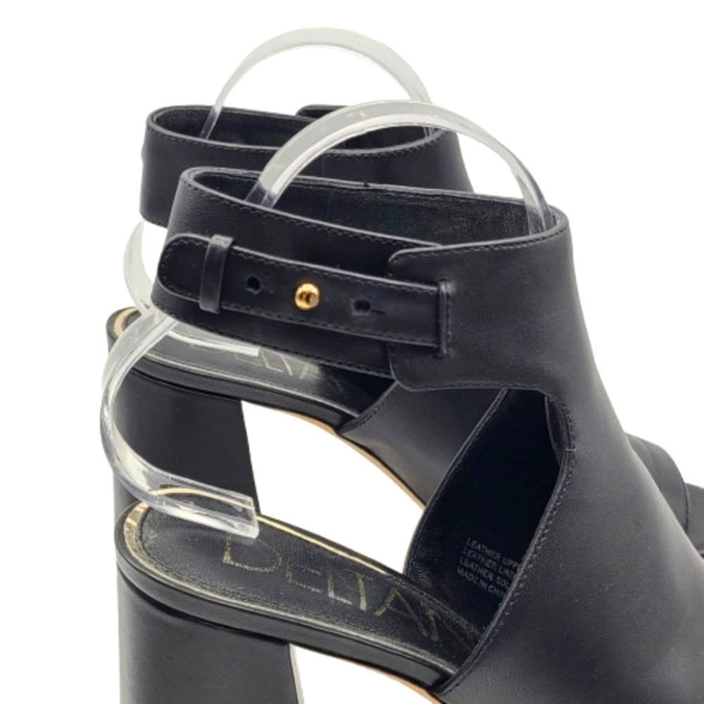 Deltan Sadie Sandal Shootie Size 9 Black Open Toe Ankle Strap Leather - Picture 7 of 13